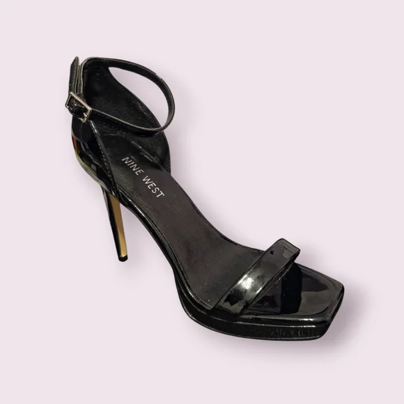 Nine West Black Ankle Strap Heels, Size 7.5 - Picture 3 of 6